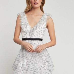 BCBGMAXAZRIA Women's Dot Ruffle Tulle Gown